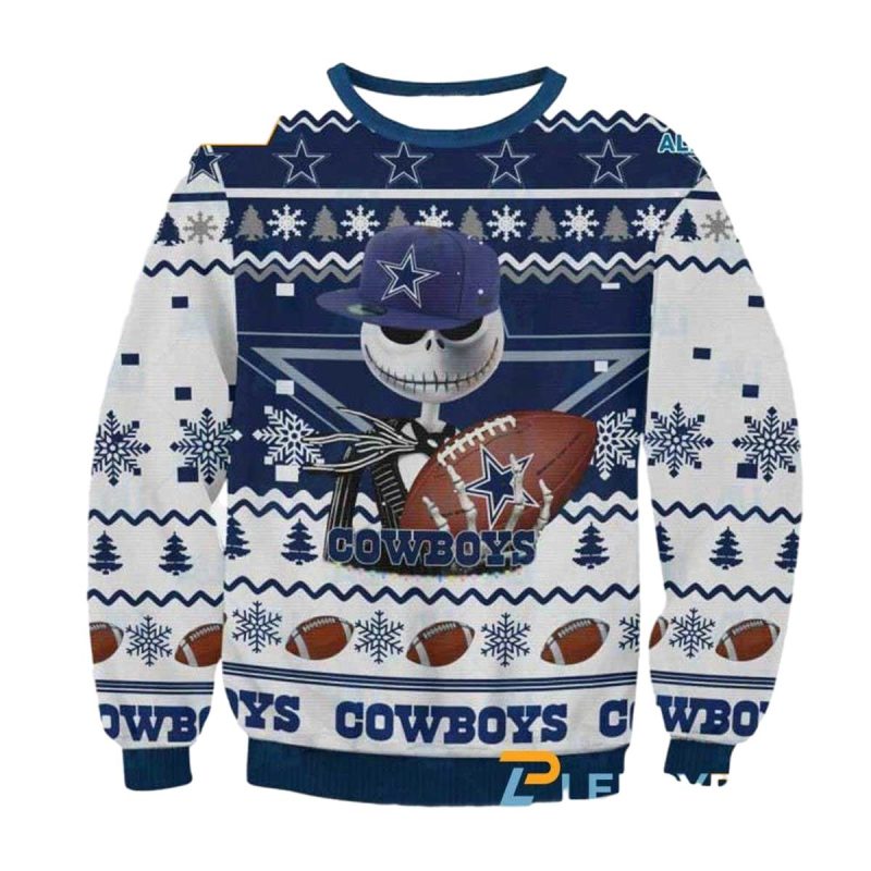 Dallas Cowboys Logo And Jack Skellington Ugly Sweater 1