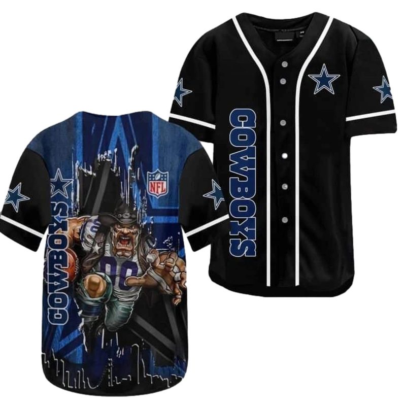 Dallas Cowboys Logo And Mascot Baseball Jersey 1