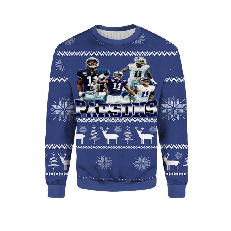 Dallas Cowboys Logo And Micah Parsons No 11 Ugly Sweater 1
