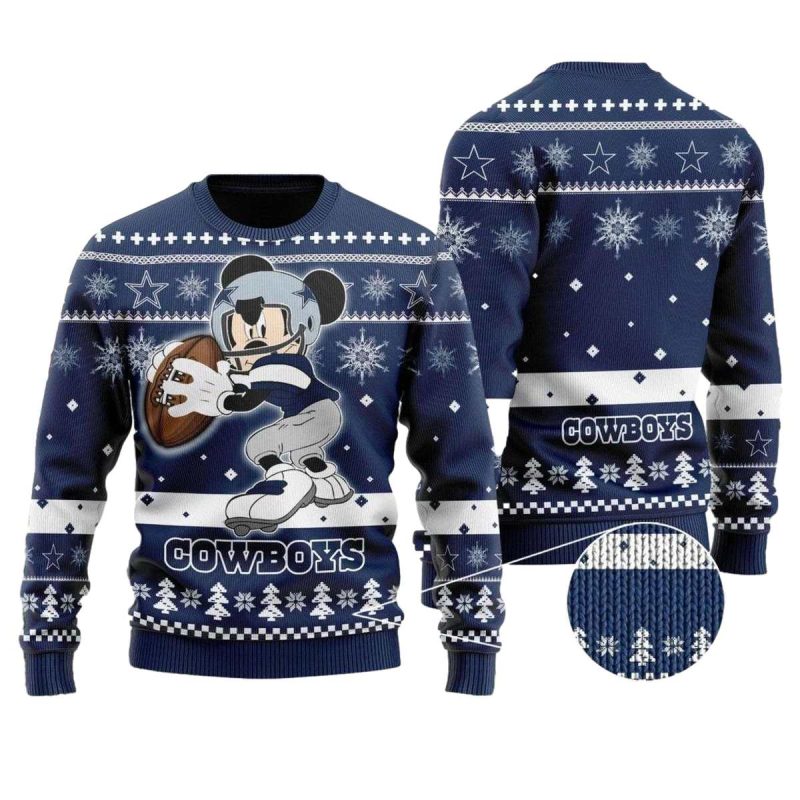 Dallas Cowboys Logo And Mickey Mouse Disney Player Ugly Sweater 1