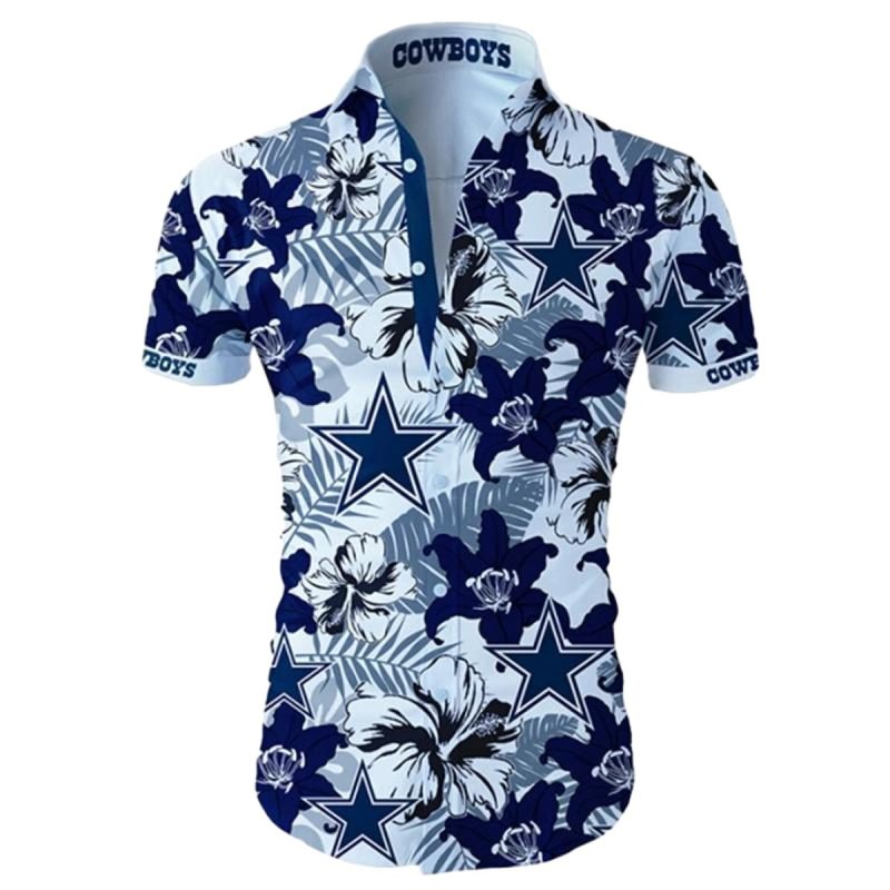 Dallas Cowboys Logo And Tropical Flower Summer Hawaiian Shirt 1