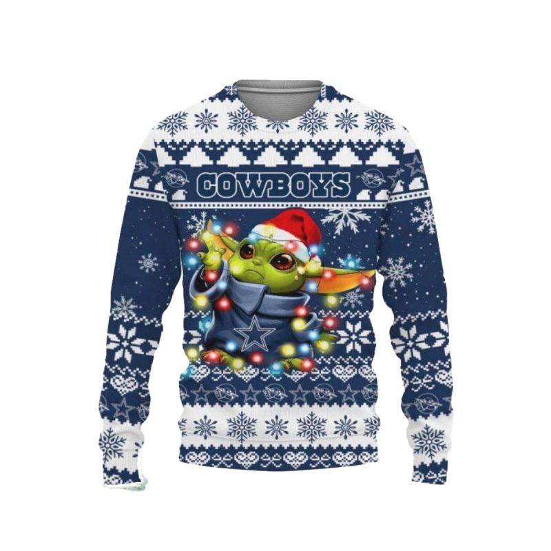 Dallas Cowboys Logo Baby Yoda Star Wars Santa Claus Ugly Sweater 1
