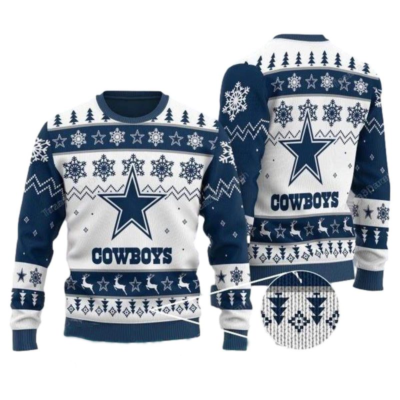 Dallas Cowboys Logo Blue Star Christmas Ugly Sweater 1