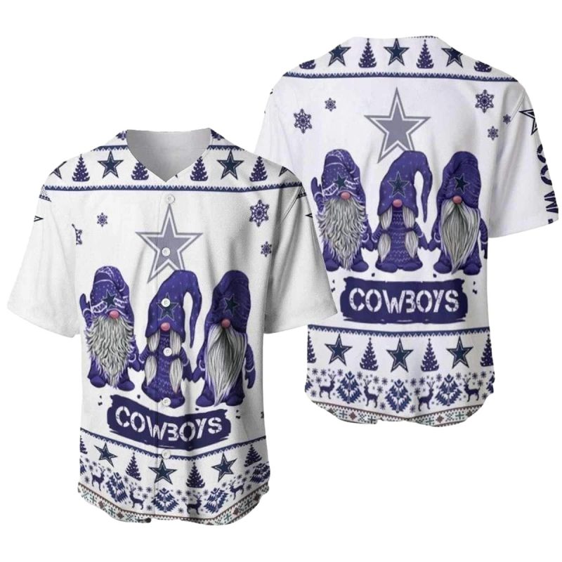 Dallas Cowboys Logo Christmas Gnomes Baseball Jersey 1