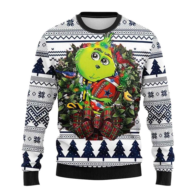 Dallas Cowboys Logo Cute Grinch Hug Ball Ugly Sweater 1