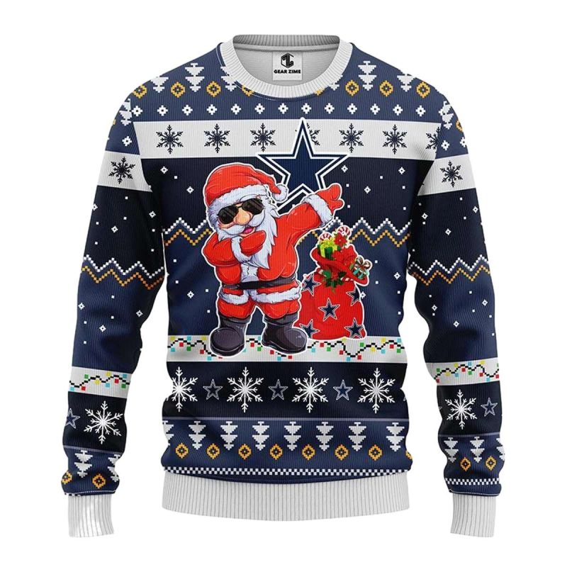 Dallas Cowboys Logo Dabbing Santa Claus Ugly Sweater 1