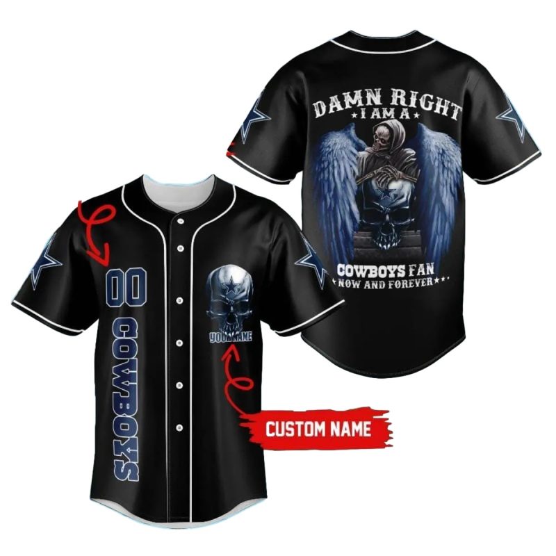 Dallas Cowboys Logo Damn Right Baseball Jersey 1