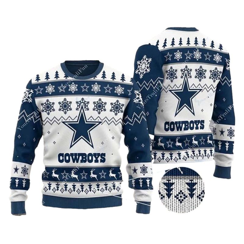 Dallas Cowboys Logo Football Team White Ugly Sweater 1