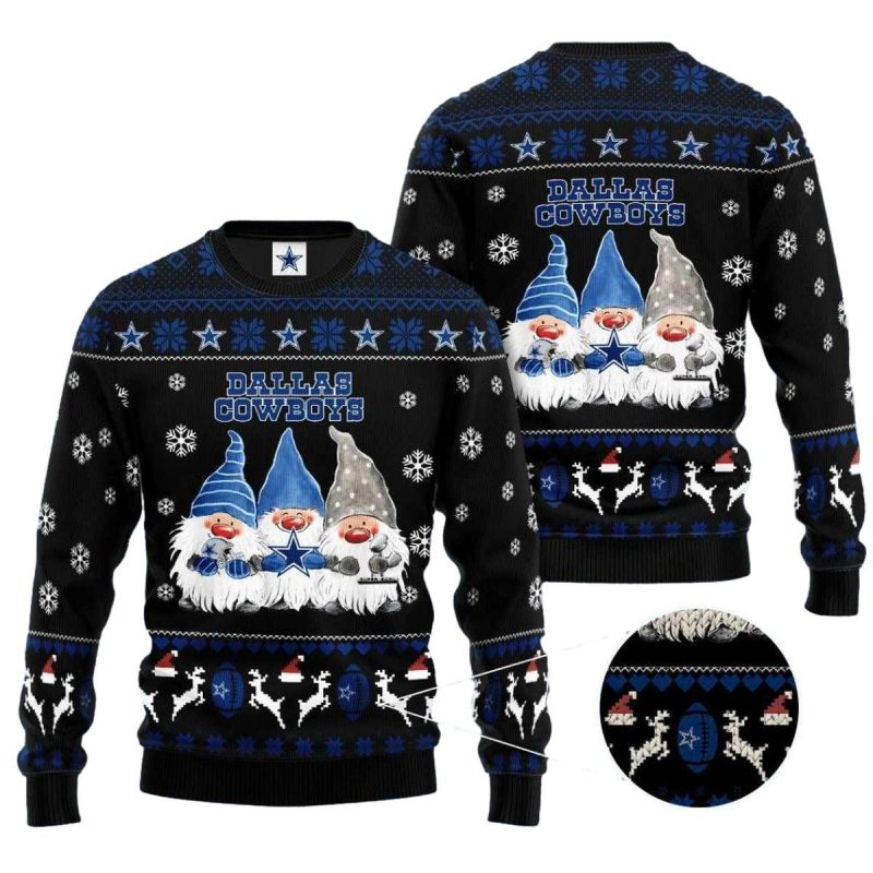 Dallas Cowboys Logo Gnome De Noel Ugly Sweater 1