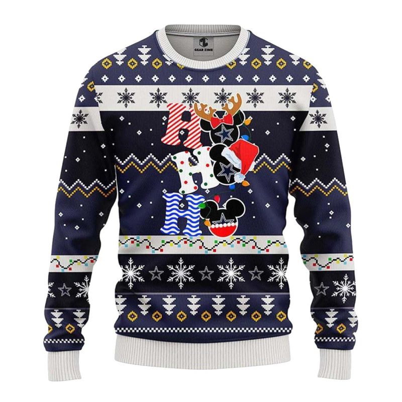 Dallas Cowboys Logo Hohoho Mickey Ugly Sweater 1