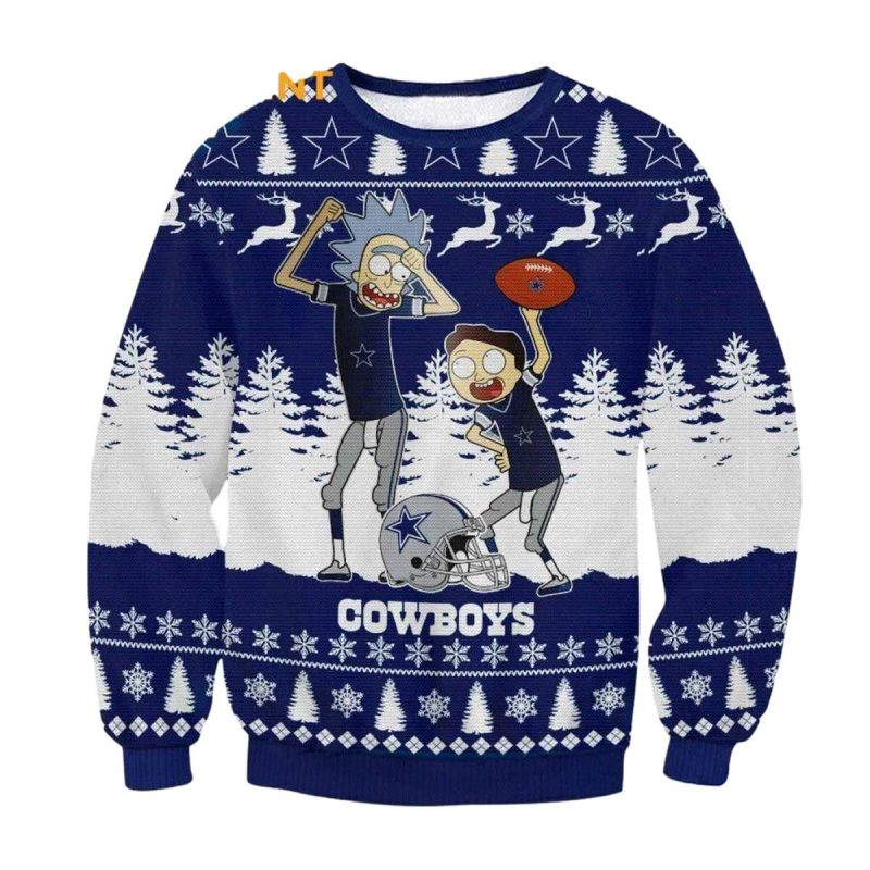 Dallas Cowboys Logo Rick Morty Cartoon Ugly Sweater 1