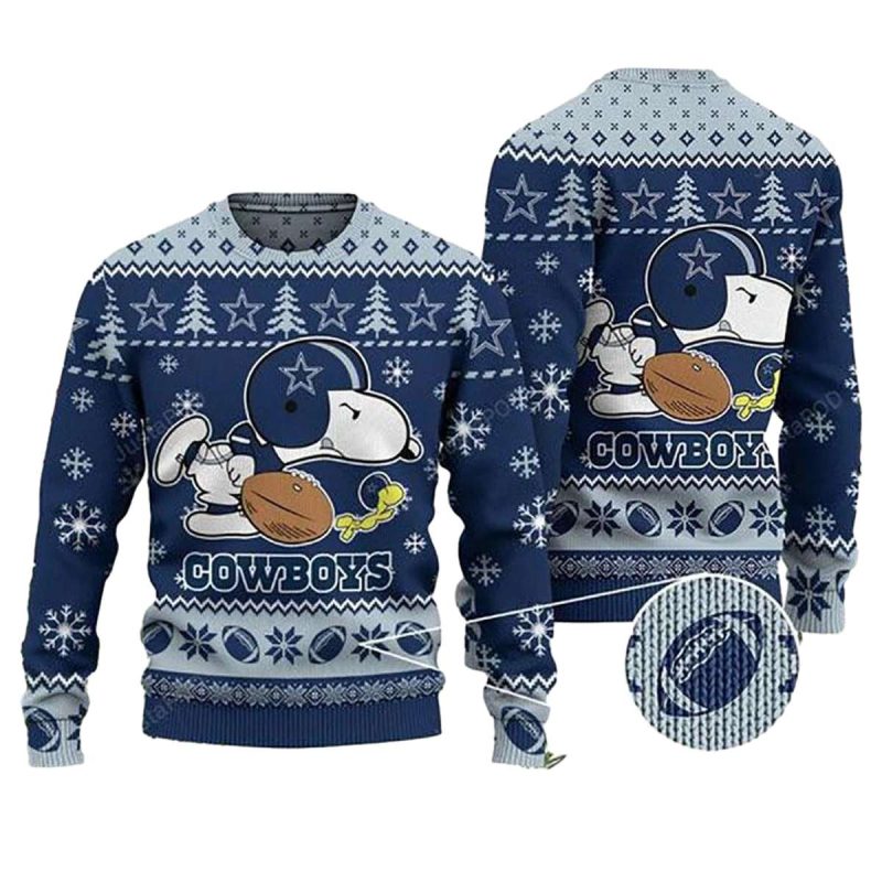 Dallas Cowboys Logo Snoopy Play Football Ugly Sweater 1