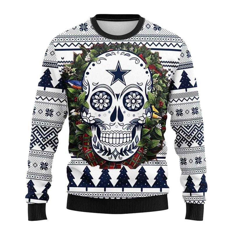 Dallas Cowboys Logo Sugar Skull Flower Ugly Sweater 1