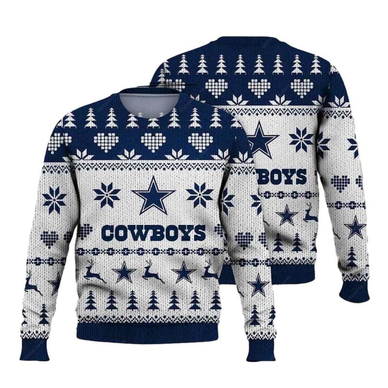 Dallas Cowboys Logo Vintage Christmas Blue And White Ugly Sweater 1