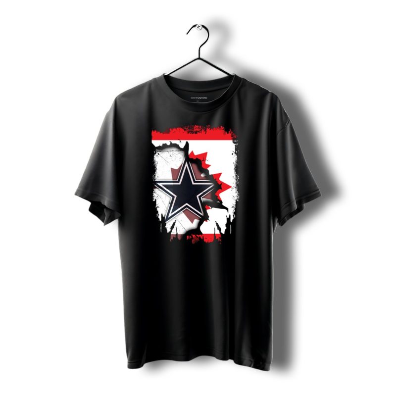 Dallas Cowboys Logo With Canadian Flag Background T Shirt 1 T Shirt 1 1