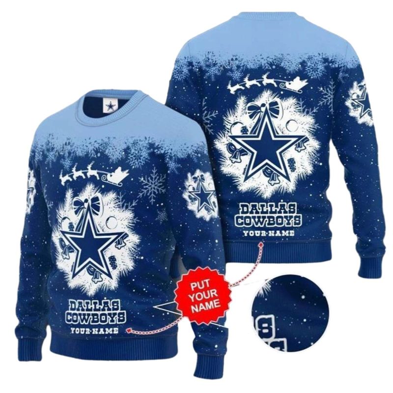 Dallas Cowboys Logo Wreath Snowflake Ugly Sweater 1