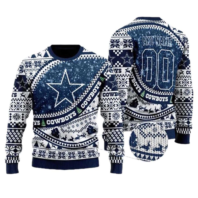 Dallas Cowboys Logo Zipper Effect Ugly Sweater 1