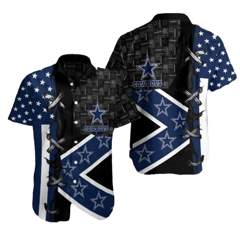 Dallas Cowboys Lone Star Lace Up Design Hawaiian Shirt 1