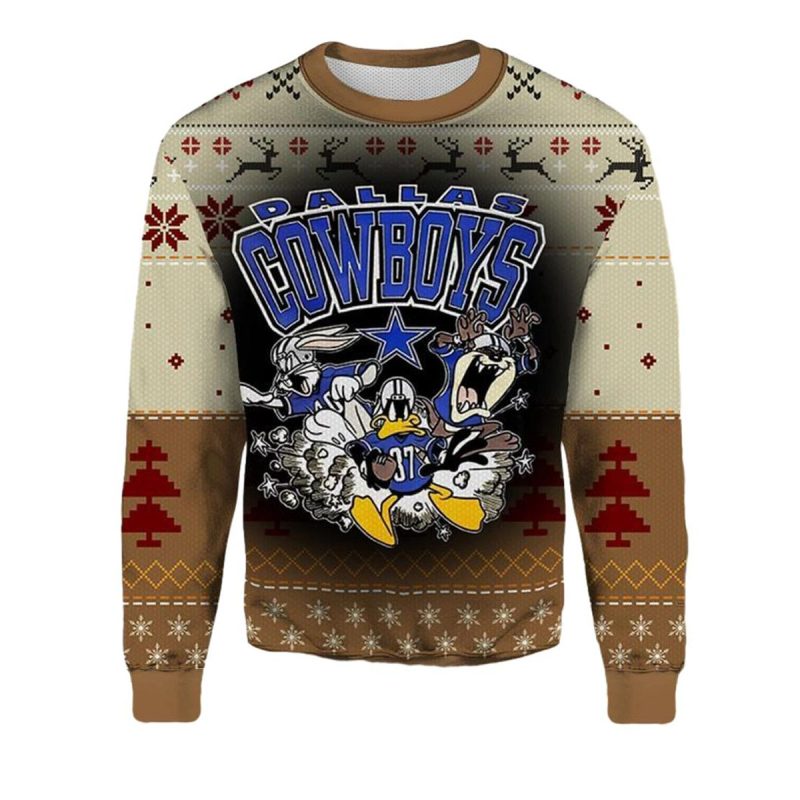 Dallas Cowboys Looney Tunes Ugly Christmas Sweater 1