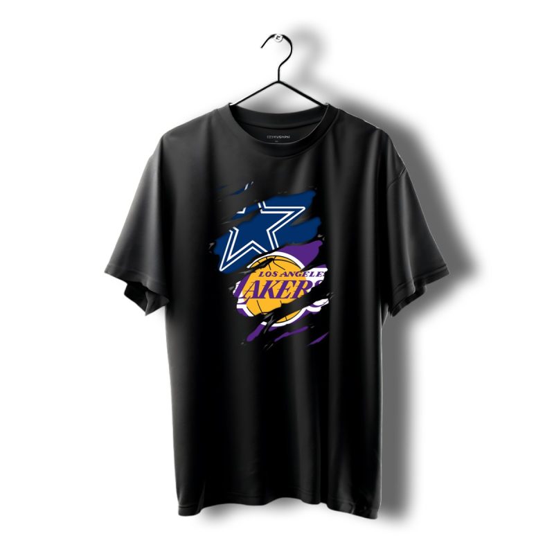 Dallas Cowboys Los Angeles Lakers Torn Logo Mashup T Shirt 1 T Shirt 1 1