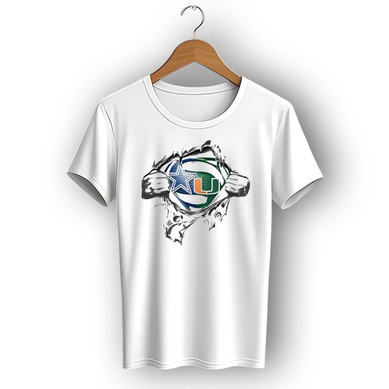 Dallas Cowboys Miami Hurricanes Superman Logo Fusion T Shirt 1 T Shirt 1