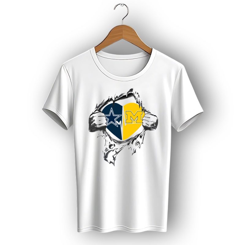 Dallas Cowboys Michigan Wolverines Heart T Shirt 1 T Shirt 1