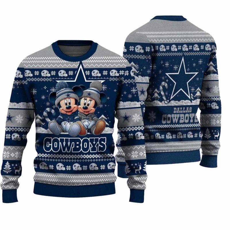 Dallas Cowboys Mickey And Minnie Cute Ugly Sweater 1