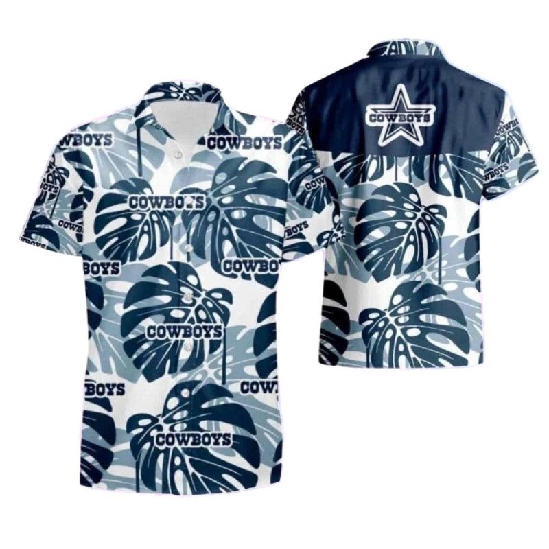 Dallas Cowboys Monochrome Leafy Hawaiian Shirt 1
