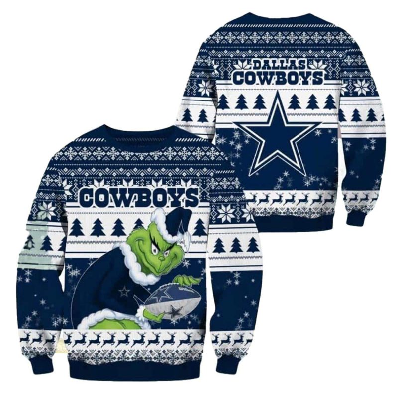 Dallas Cowboys Nfl Grinch 2025 Holiday Gift For Fans Ugly Sweater 1