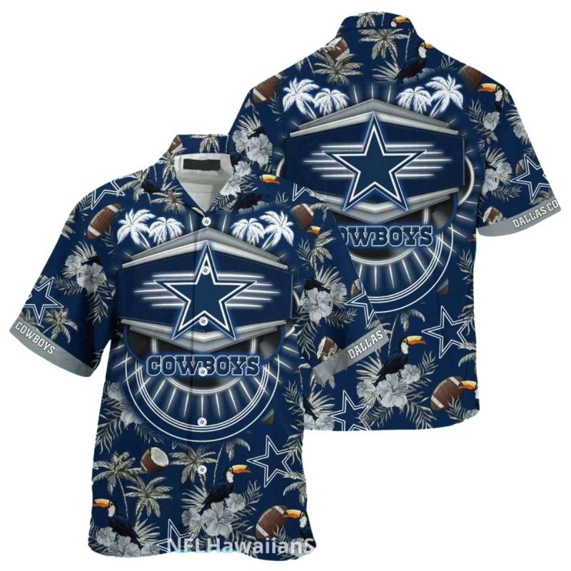 Dallas Cowboys Neon Shield Tropical Theme Hawaiian Shirt 1