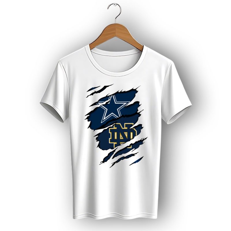 Dallas Cowboys Notre Dame Fighting Irish Logo Mashup T Shirt 1 T Shirt 1