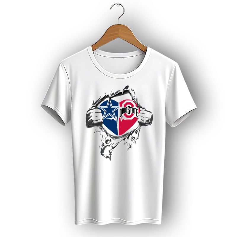 Dallas Cowboys Ohio State Buckeyes Heart Logo Tear T Shirt 1 T Shirt 1
