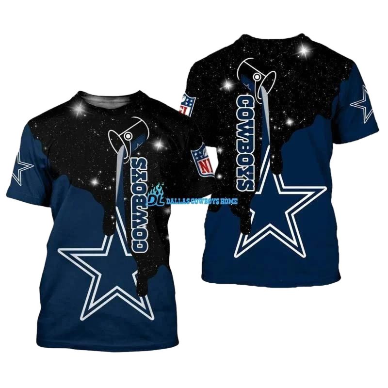 Dallas Cowboys Painting Black And Blue Aop T Shirt 1