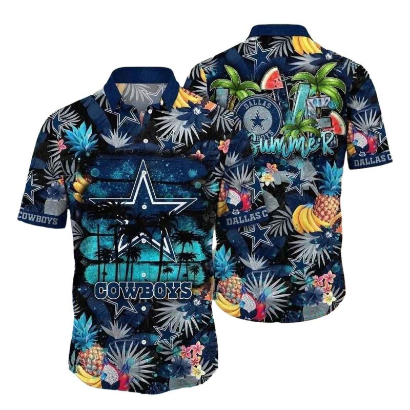 Dallas Cowboys Palm Trees And Star Showers Hawaiian Shirt 1