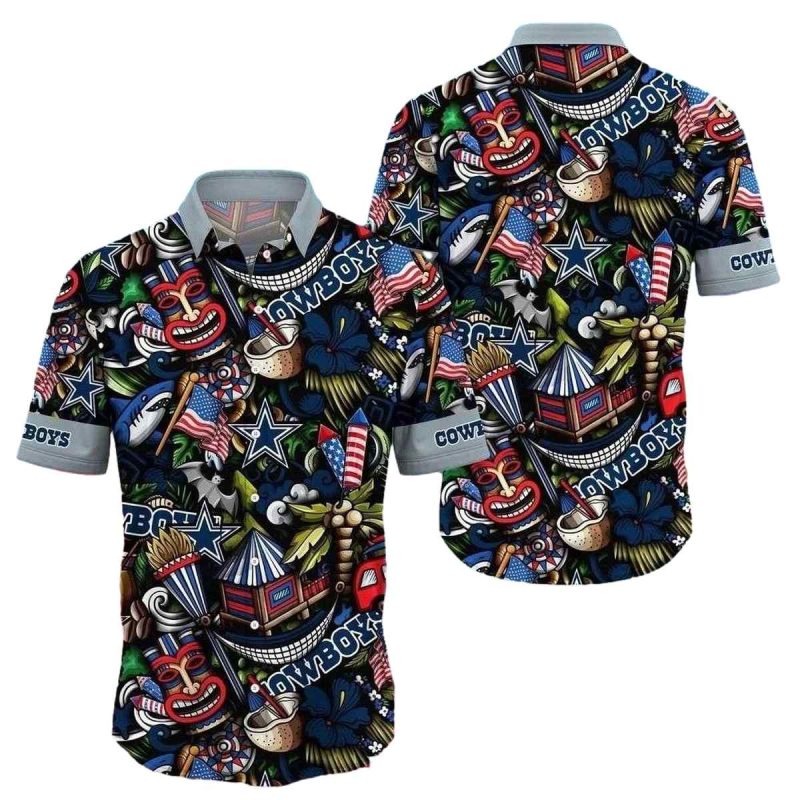 Dallas Cowboys Patriotic Tiki Fiesta Hawaiian Shirt 1