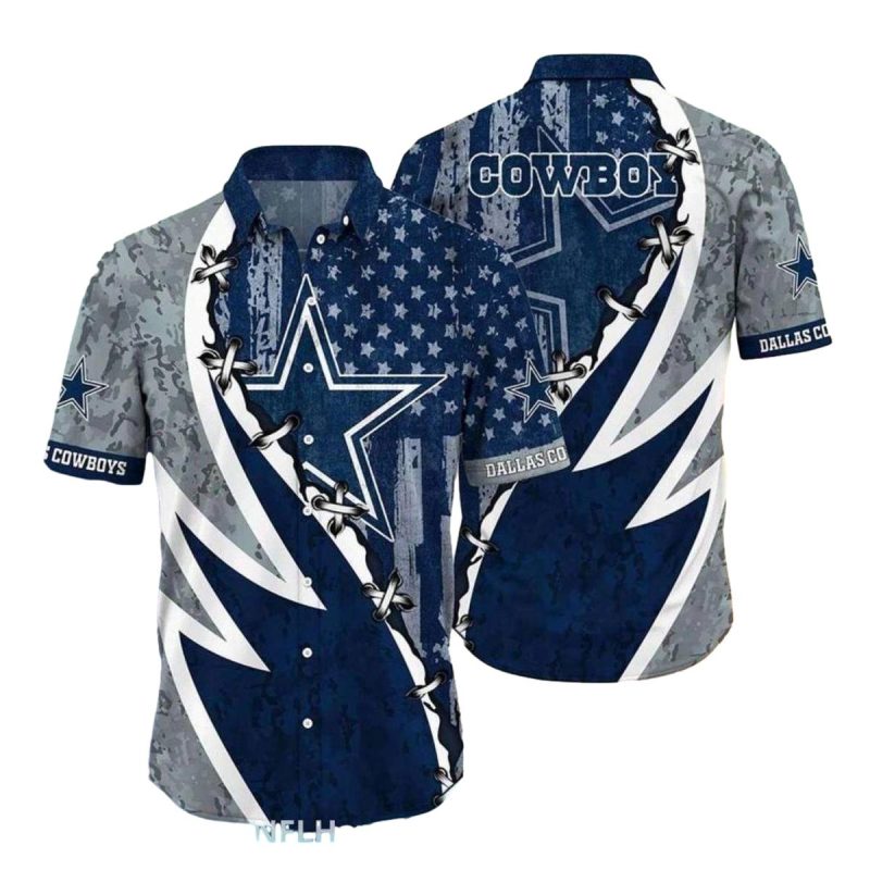 Dallas Cowboys Retro Logo And Lightning Design Hawaiian Shirt 1