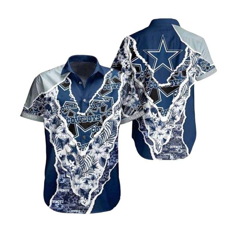 Dallas Cowboys Ripped Paper Effect Hawaiian Shirt 1