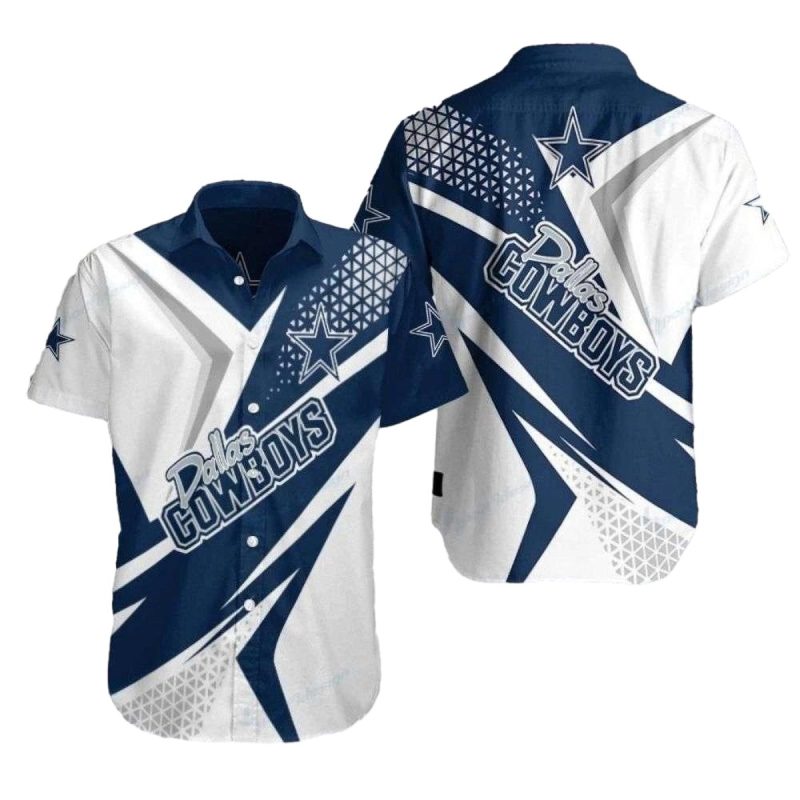 Dallas Cowboys Sharp Stripes Blue And White Hawaiian Shirt 1
