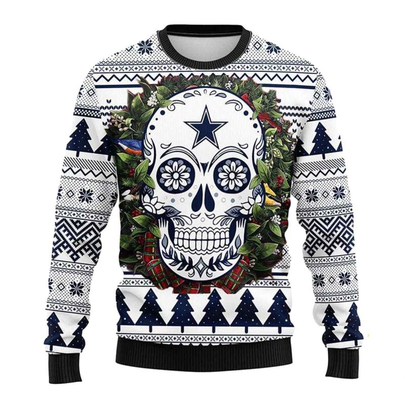 Dallas Cowboys Skull Flower Ugly Sweater 1