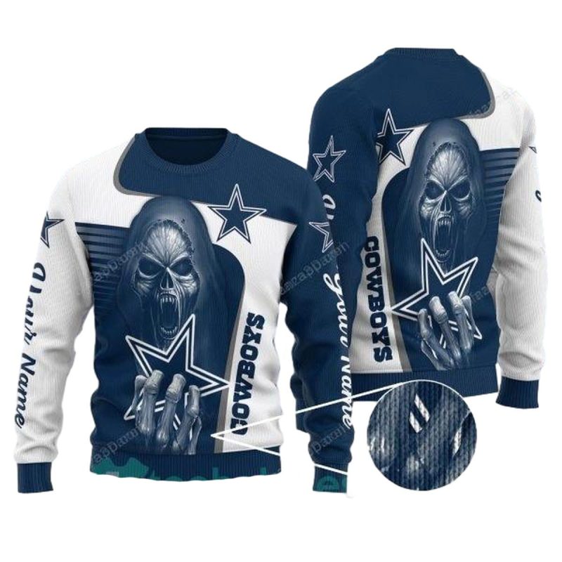 Dallas Cowboys Skull Hold Logo Ugly Sweater 1
