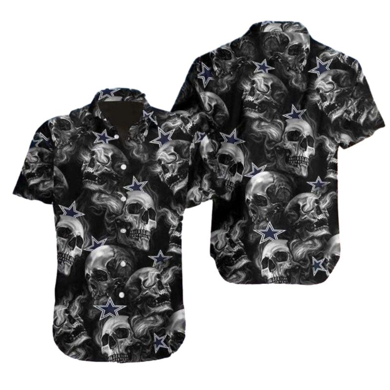 Dallas Cowboys Smoky Skull Dark Style Hawaiian Shirt 1