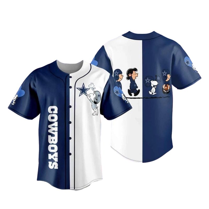 Dallas Cowboys Snoopy And Friends White And Blue Baseball Jersey 1