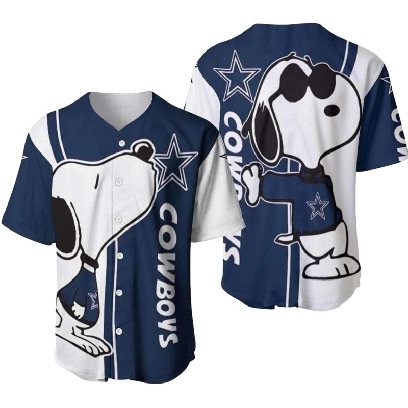 Dallas Cowboys Snoopy Kiss Logo Baseball Jersey 1
