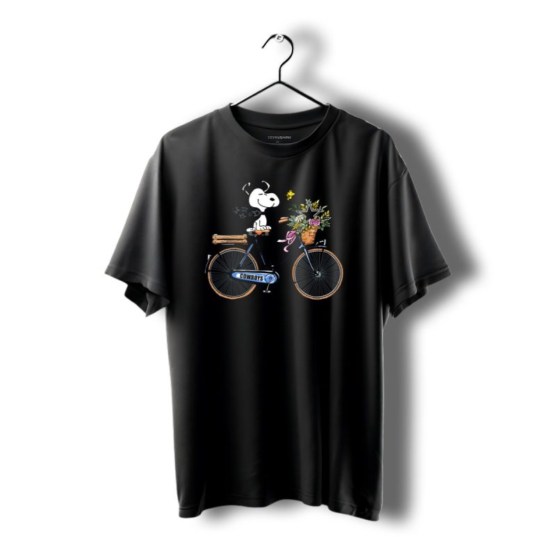 Dallas Cowboys Snoopy On Bicycle With Flowers And Star Basket T Shirt 1 T Shirt 1 1