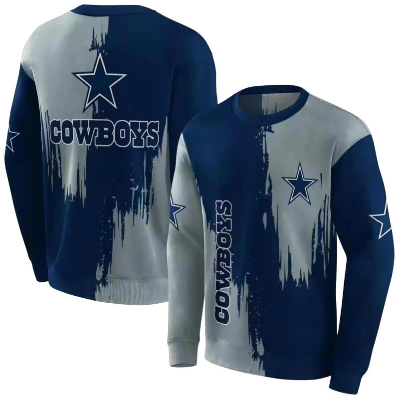 Dallas Cowboys Splatter Effect Blue Aop Sweatshirt 1