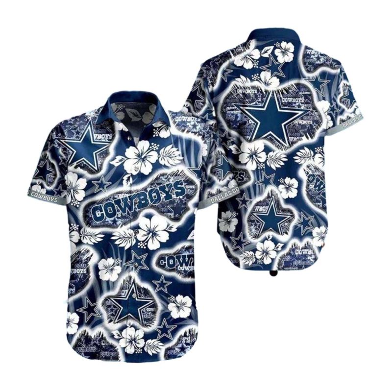 Dallas Cowboys Star And Hibiscus Hawaiian Shirt 1