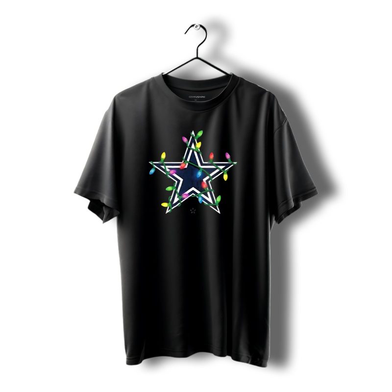 Dallas Cowboys Star With Holiday Lights T Shirt 1 T Shirt 1 1