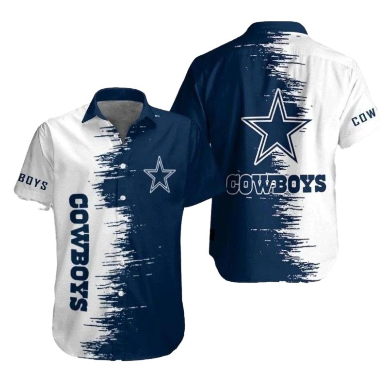 Dallas Cowboys Streaked Fan Spirit White And Blue Hawaiian Shirt 1