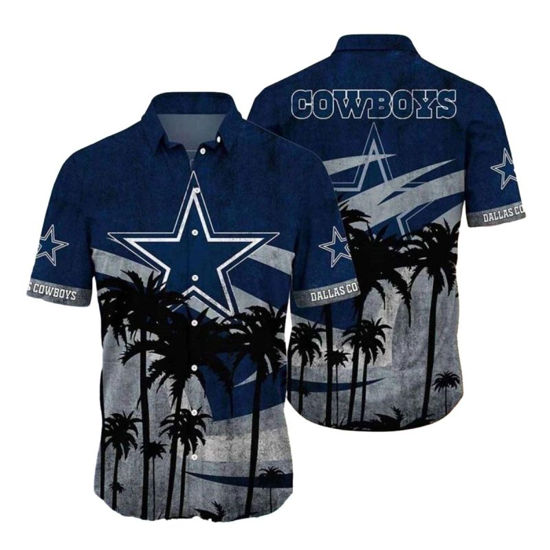 Dallas Cowboys Sunset Palm Trees Art Hawaiian Shirt 1