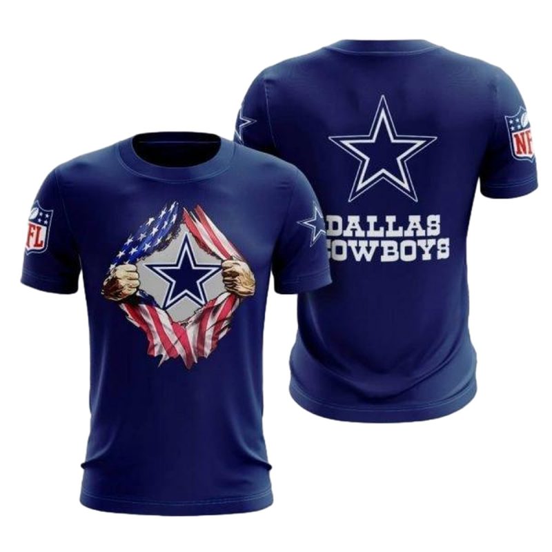 Dallas Cowboys Tearing Open Logo Aop T Shirt 1